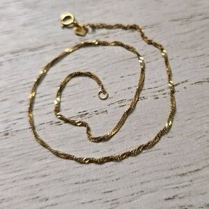 Vintage Solid 14k Yellow Gold link 1mm 8.75" Anklet Ankle Bracelet